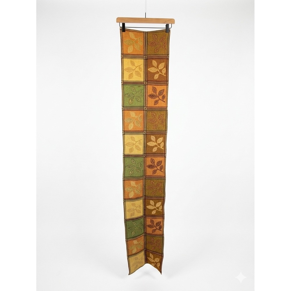Table Runner Fall Leaves Autumnal chic woven tapestry Earth Tones 66x13 Decor